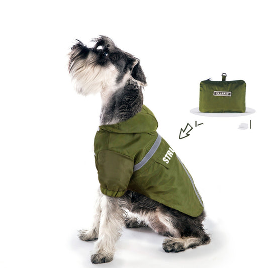 Pet Raincoat Reflective Strips Hooded Dog Clothes Waterproof